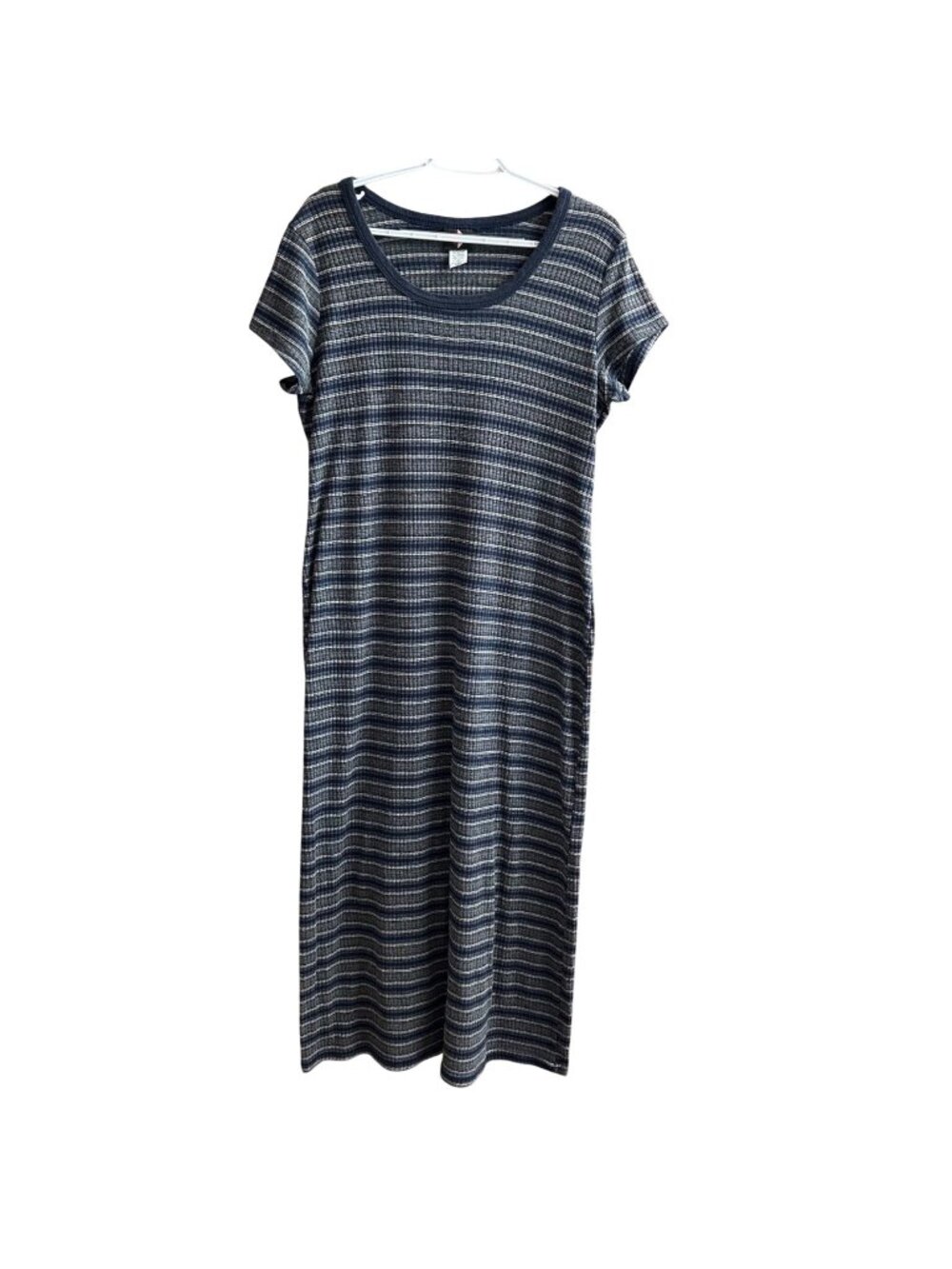 Vintage Maxi Dress Sz XL Fairy Grunge Y2K 90s Striped Bodycon Long USA Blue Gray